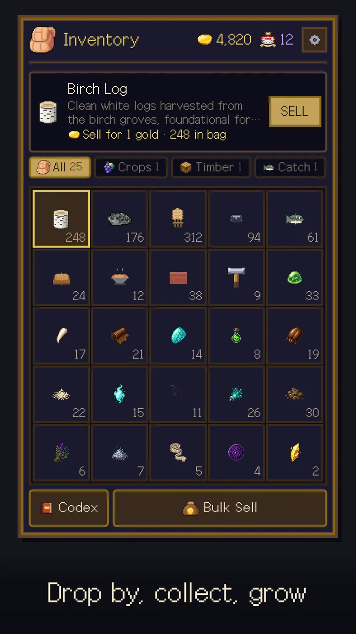 Drop by, collect, grow